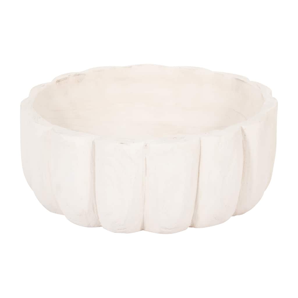 Sagebrook Home Carved Elemental Bowl, 9" Wood - Perfect for Interiors, Exquisite Centerpiece Bowl - 9" x 9" x 4"