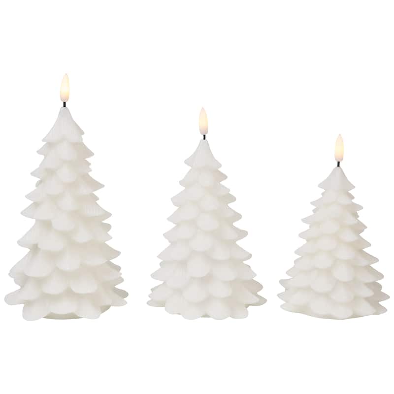 Flickering Flameless LED Christmas Tree Wax Candles - 7.25" - Set of 3