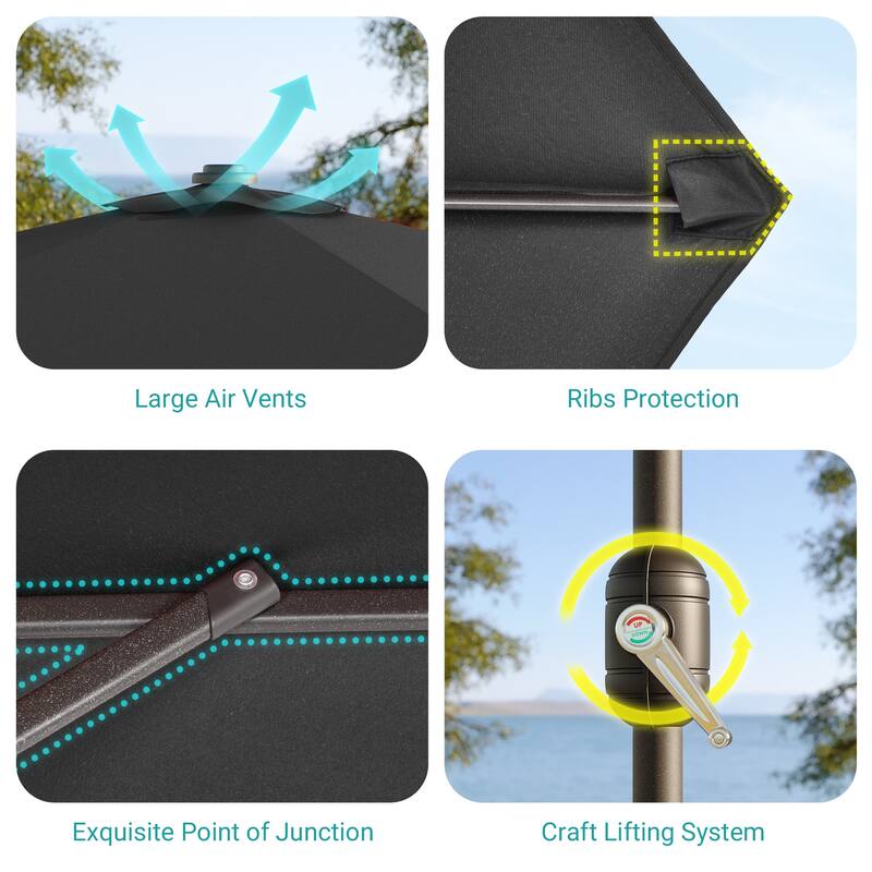 Bonosuki 9ft Patio Umbrella Market Table Umbrella with Tilt and Crank