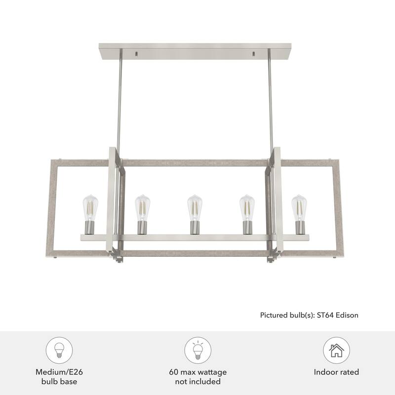 Hunter Woodburn 5-Light Linear Chandelier - Island, Dining Room - Industrial, Contemporary
