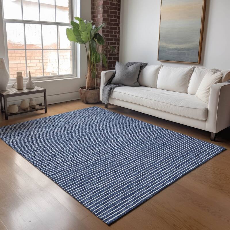 Premium Washable Super Soft Boho Stripe Mayfield Rug - Navy - 5' x 7' 6" - Rectangle
