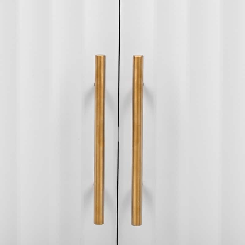 Elegant 3-Door Storage Cabinet with Metal Handles, Vertical Grain Design, Durable MDF Construction for Corridors,Living Rooms