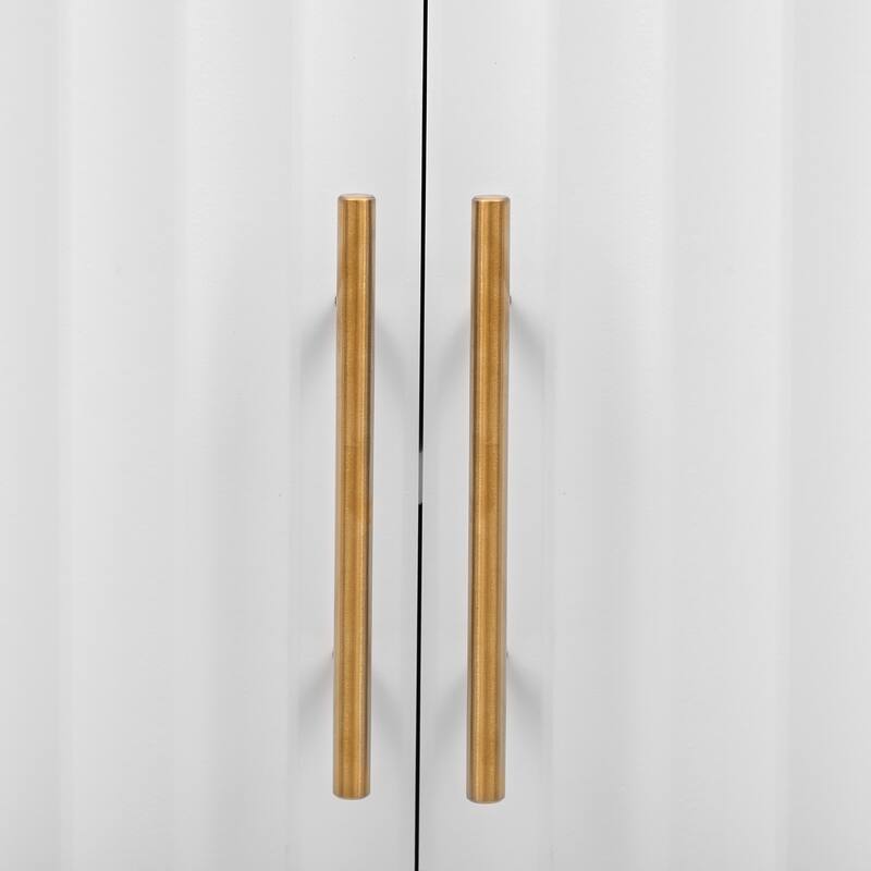 Stylish MDF Storage Cabinet with Metal Handles and Vertical Grain Pattern for Entryway, Living Room, and Study Rooms