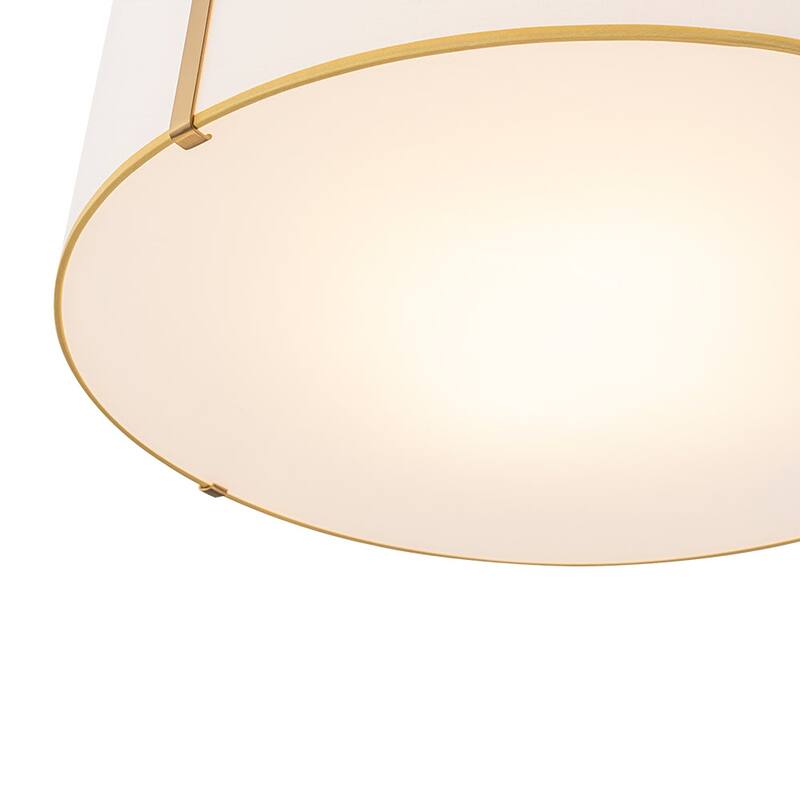 Mid-Century 4-Light White Fabric Drum Lantern Chandelier Ambient Light