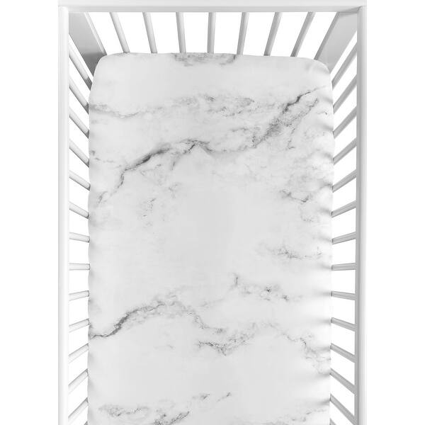 slide 2 of 6, Sweet Jojo Designs Grey/Black/White Marble Collection Fitted Crib Sheet