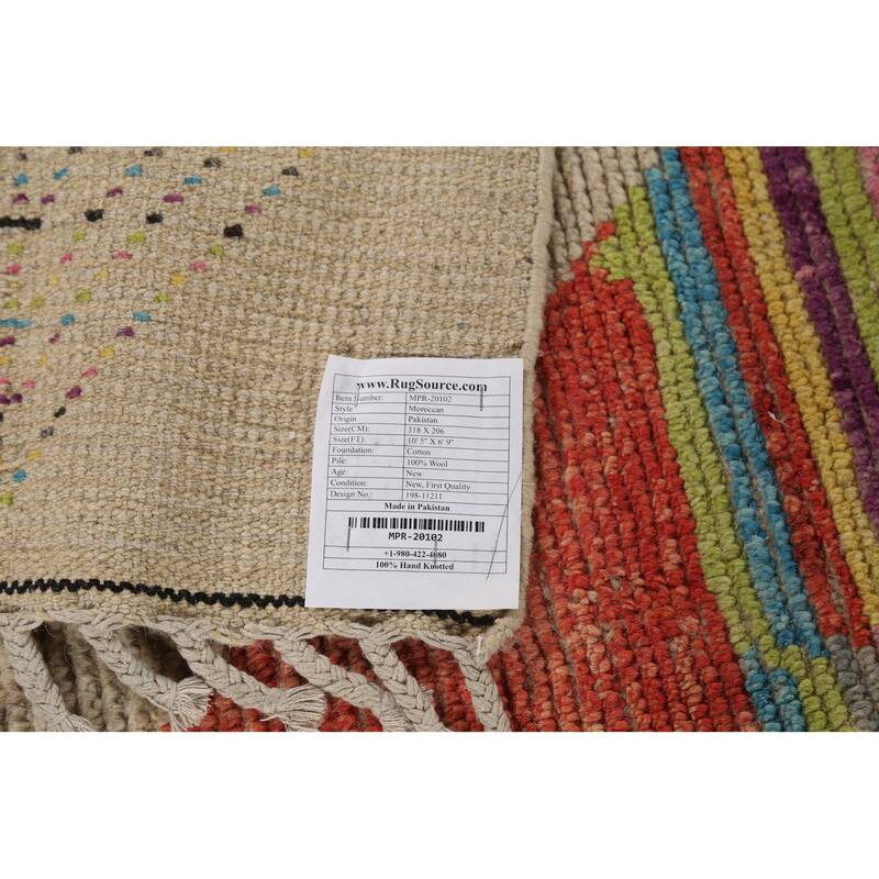 Geometric Trellis Moroccan Area Rug Handmade Wool Carpet - 6'9"x 10'5"