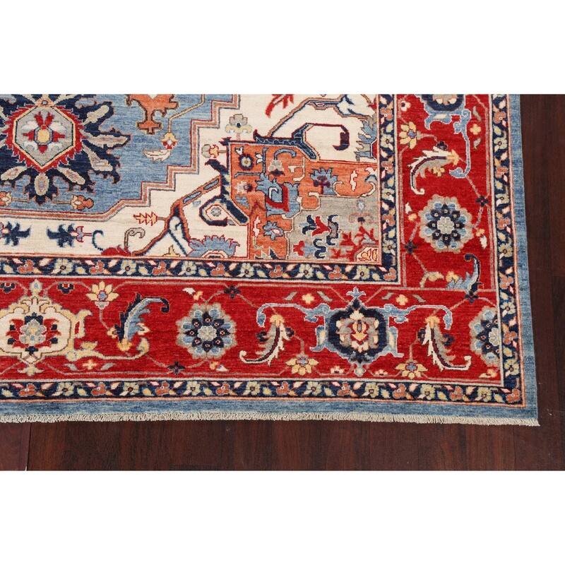 Vegetable Dye Heriz Serapi Oriental Area Rug Hand-knotted Wool Carpet - 8'4" x 11'0"