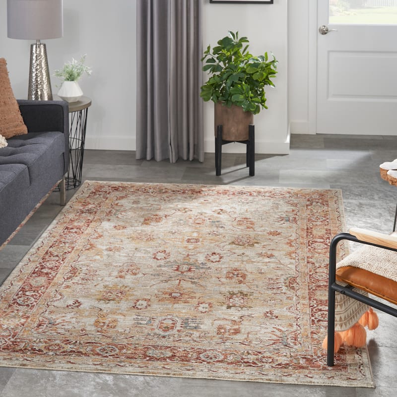 Nourison Petra Traditional Persian Medallion Border Area Rug - 3' 11" x 5' 11" - Ivory - Rectangle