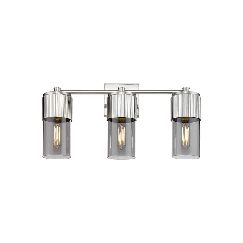 Innovations Lighting Bolivar - 3 Light 7" Wall-Mounted Bath Vanity Light - Satin Nickel/Light Smoke