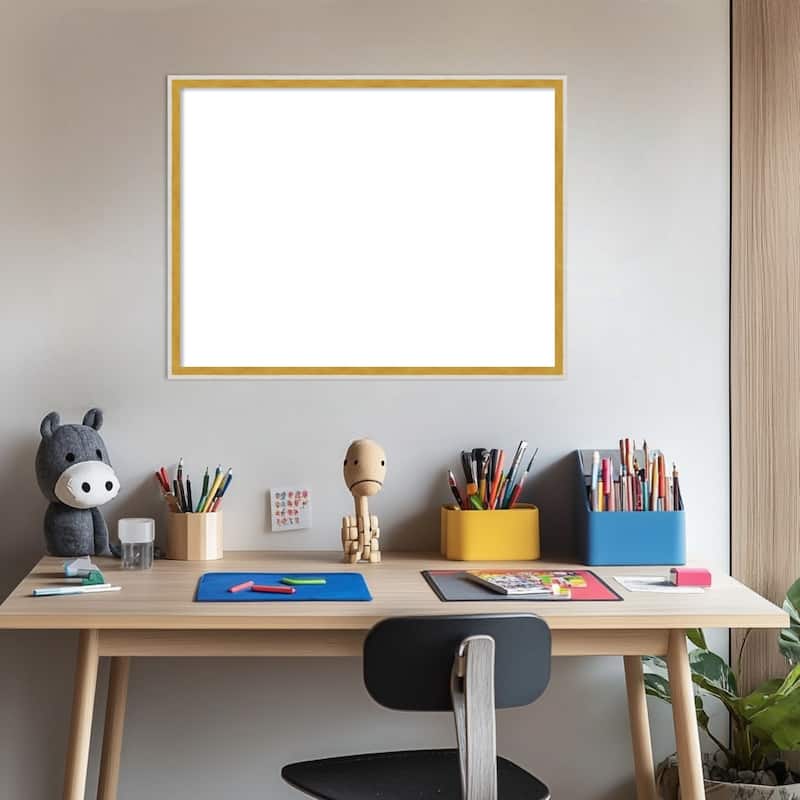 Amanti Art Paige White Gold Framed Dry Erase Magnetic Board