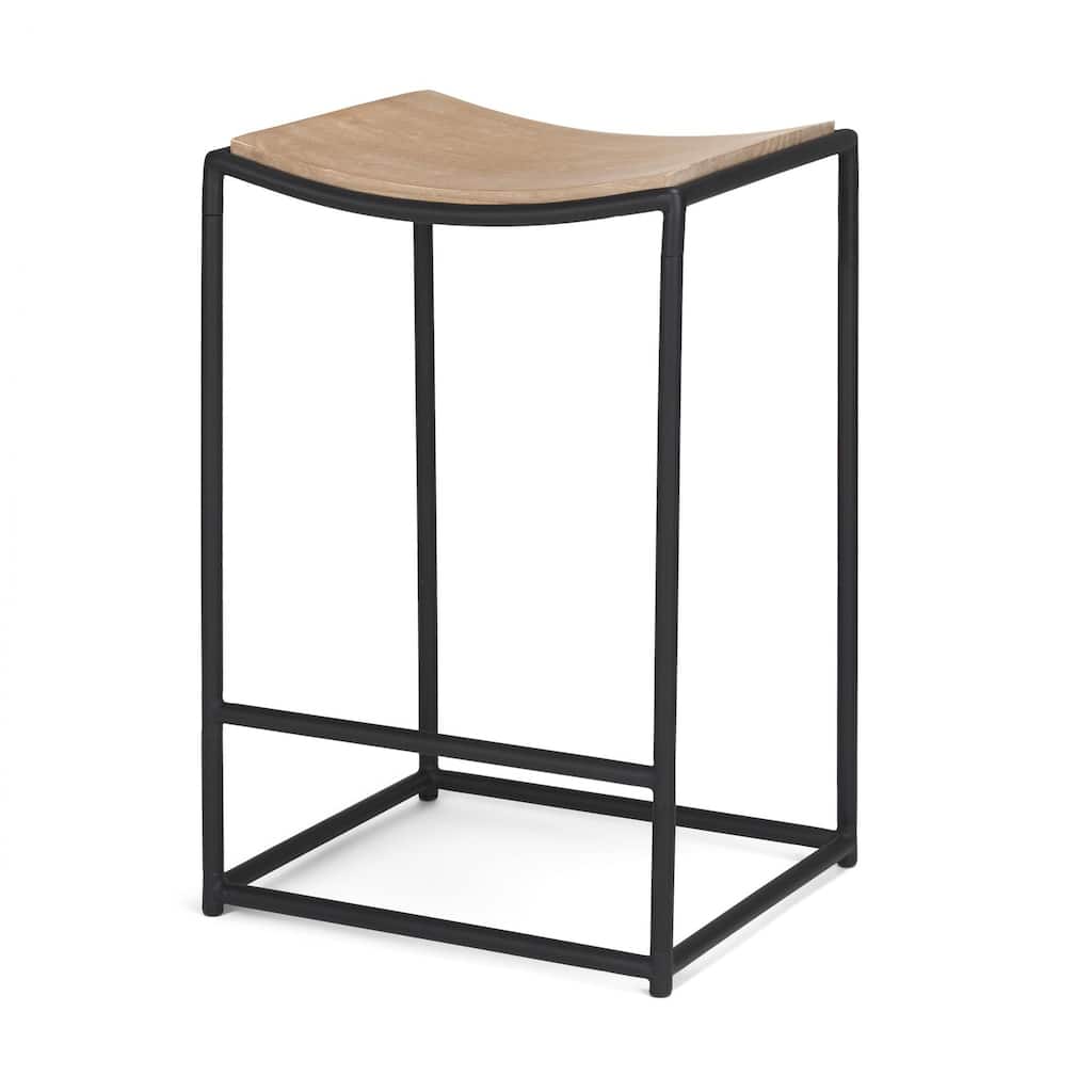 Taniel Light Brown Wood w/ Black Metal Counter Stool - 18.0L x 16.0W x 27.3H