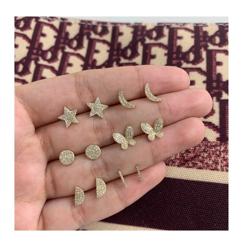 Joelle Collection Round Diamond Stud Earrings - 14K Gold 1/5 CTTW Round Pave Disc Diamond Studs