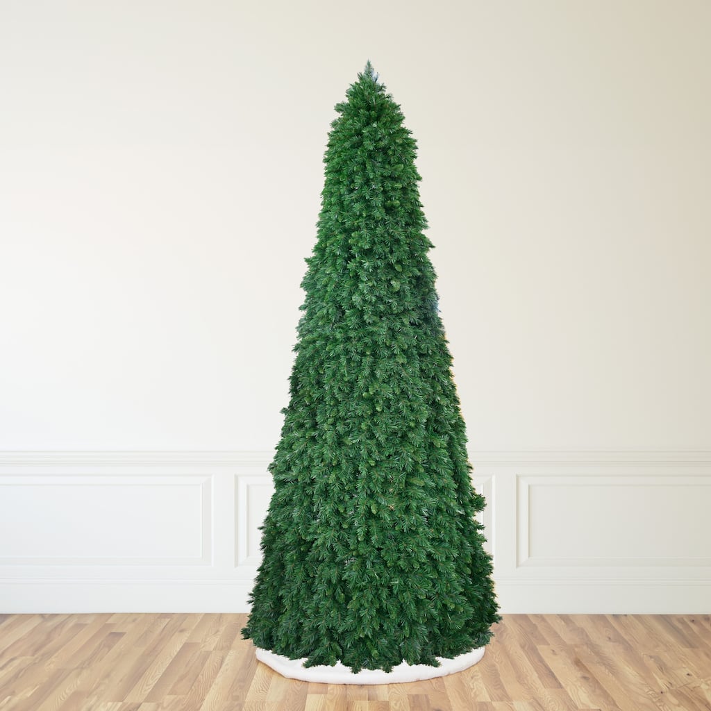 Pre-Lit Pencil Pine Artificial Christmas Tree 15' Multi-Color Lights - over-10-feet