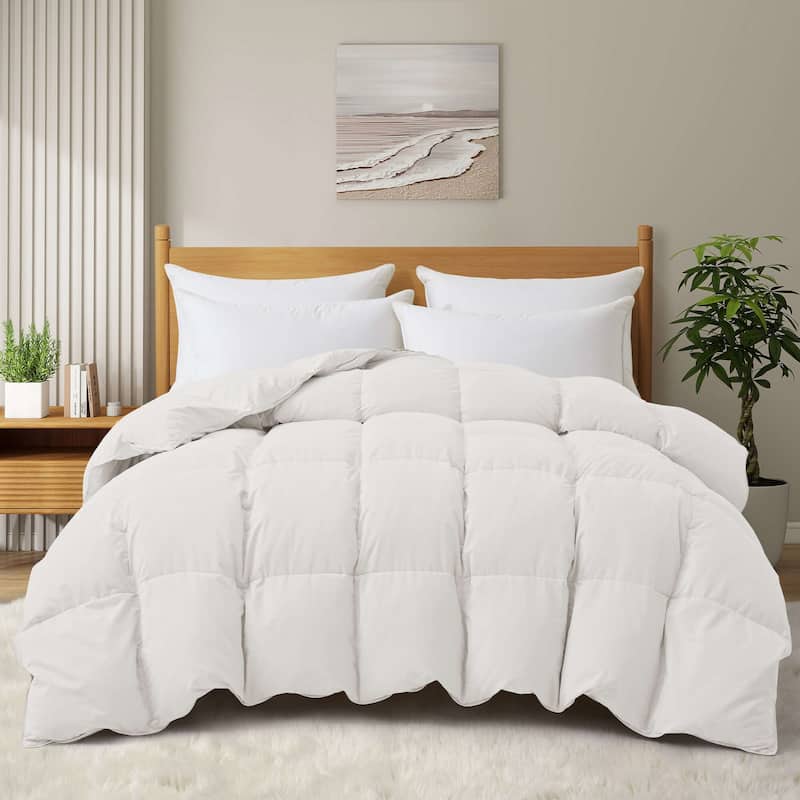 Medium Warmth All Season 600 Fill Power White Goose Feather Down Comforter Duvet Insert