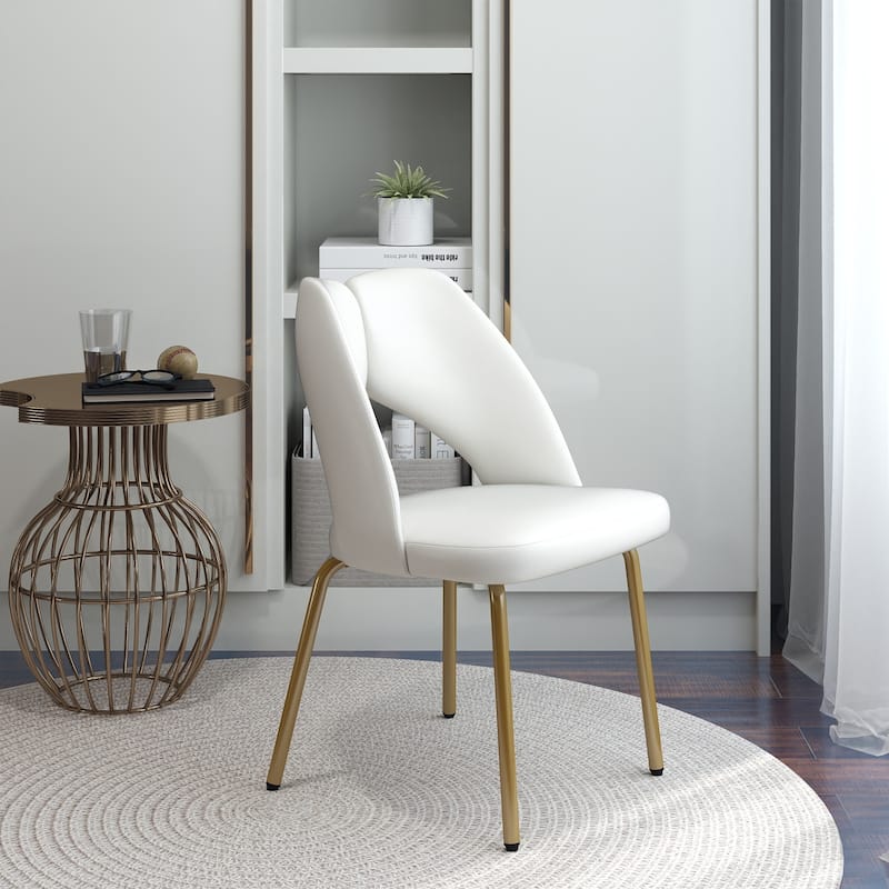 18.5''H Faux Leather Dining Chairs with Gold Metal Legs (Set of 2)