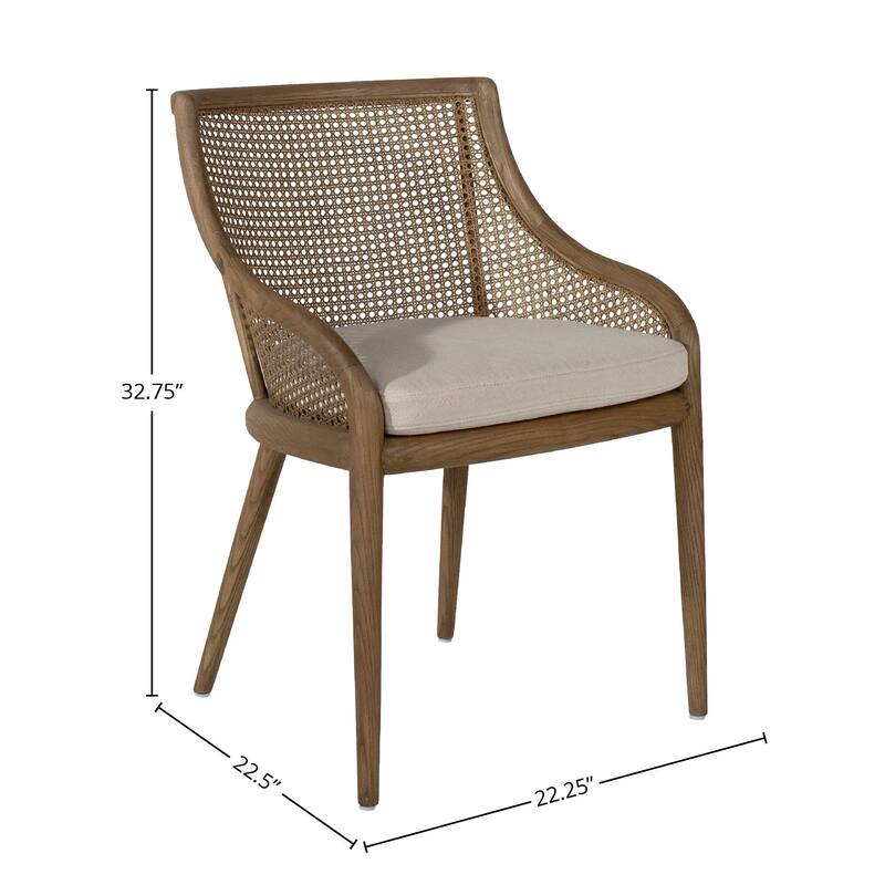 Aston Ash Upholstered Rattan Dining Chair, Medium Brown