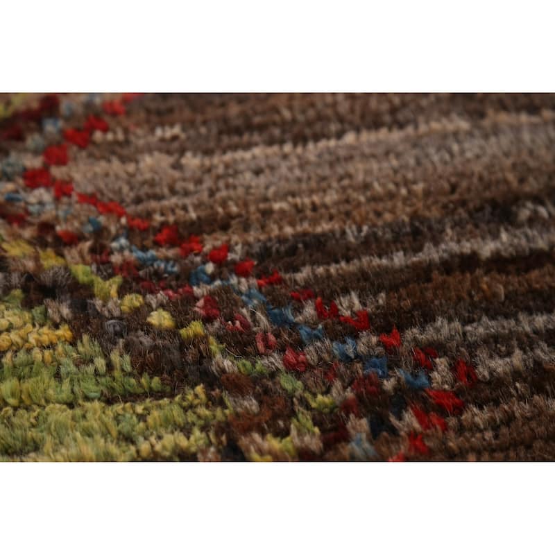 Geometric Moroccan Oriental Runner Rug Hand-Knotted Wool Carpet - 3'6" x 12'6"