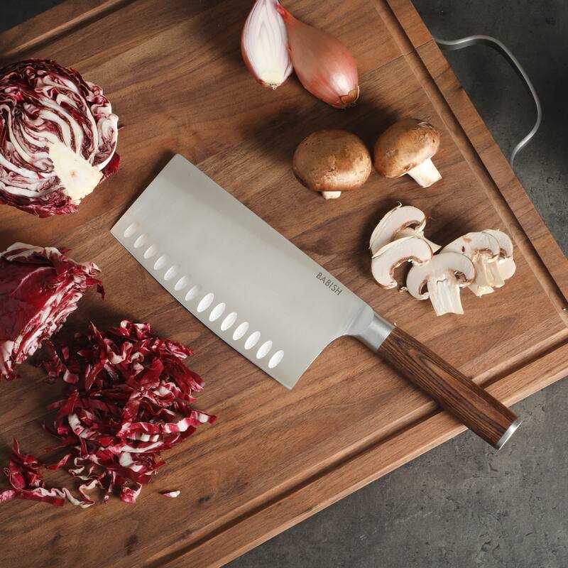 Babish High Carbon 1.4116 German Steel Full Tang 6.5-Inch Forged Cleaver Knife - for Heavy-Duty Chopping and Slicing