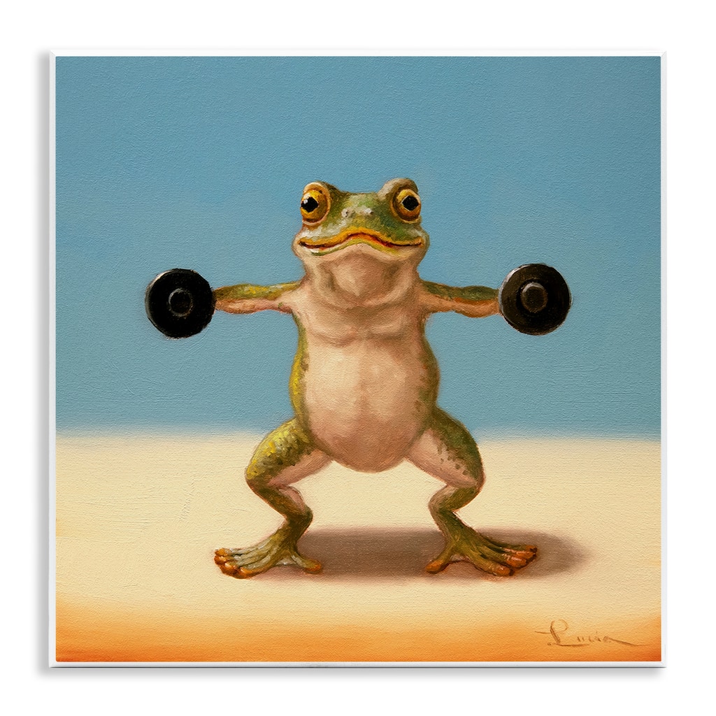 Stupell Exercise Weights Frog Wall Plaque Art Design By Lucia Heffernan