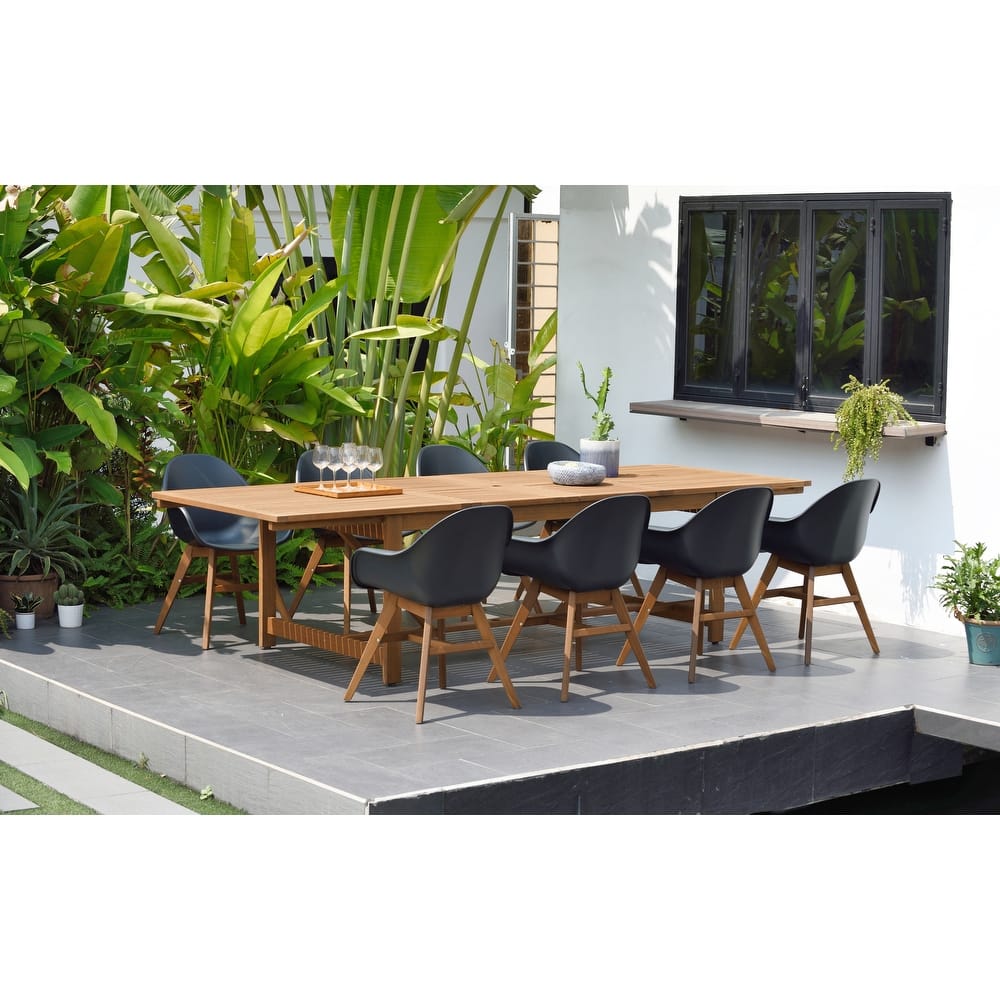 Amazonia Deluxe Hawaii Wood/ Resin 9-piece Rectangular Patio Dining Set