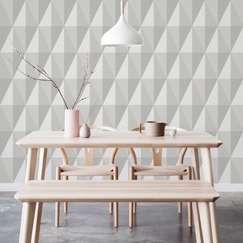A-Street Prints Aspect Grey Geometric Faux Grasscloth Wallpaper