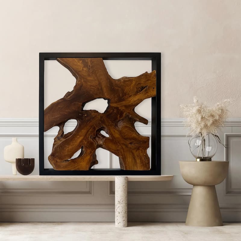 Greenage Teak Wall Decor Natural Live Edge Hanging Art Sculpture