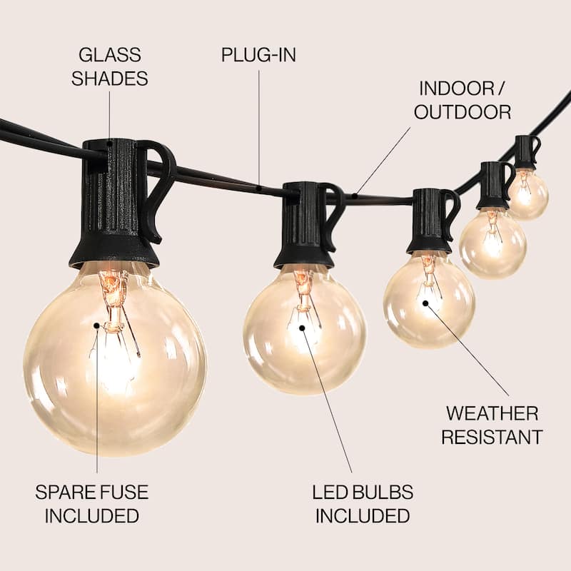 JONATHAN Y 25 ft G40 Globe String Lights - 25 Bulbs, Indoor/Outdoor - 25-Light