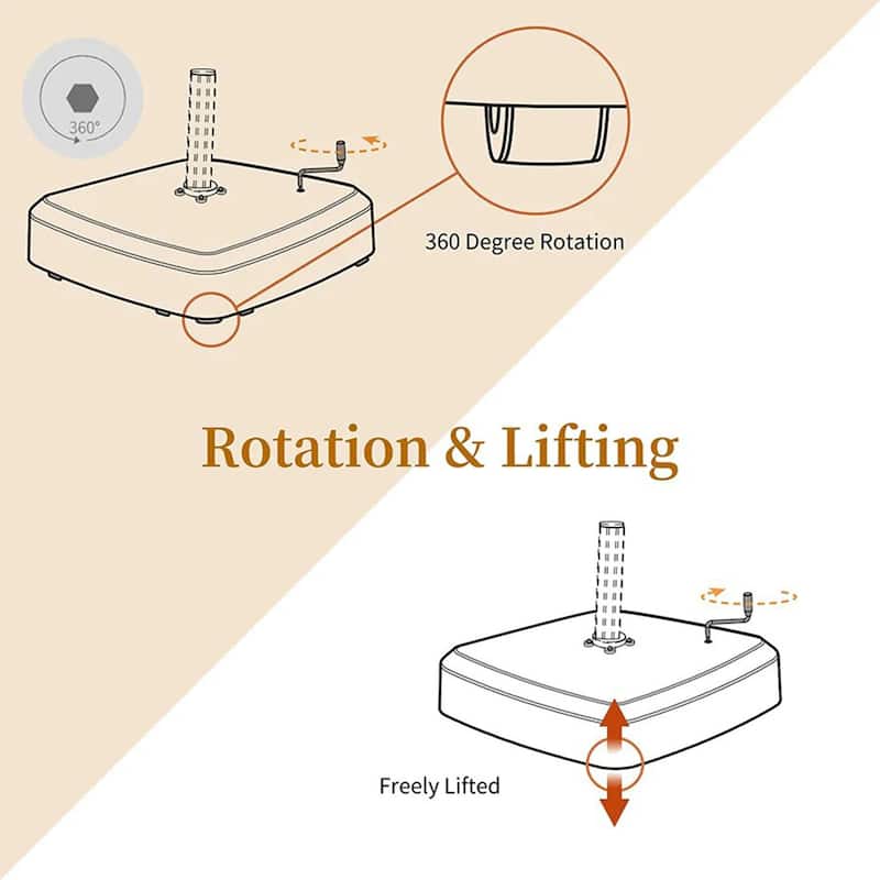 PURPLE LEAF 35.4" Square Outdoor Patio Umbrella Base with Wheels - 35.4" X 35.4" X 7.9"