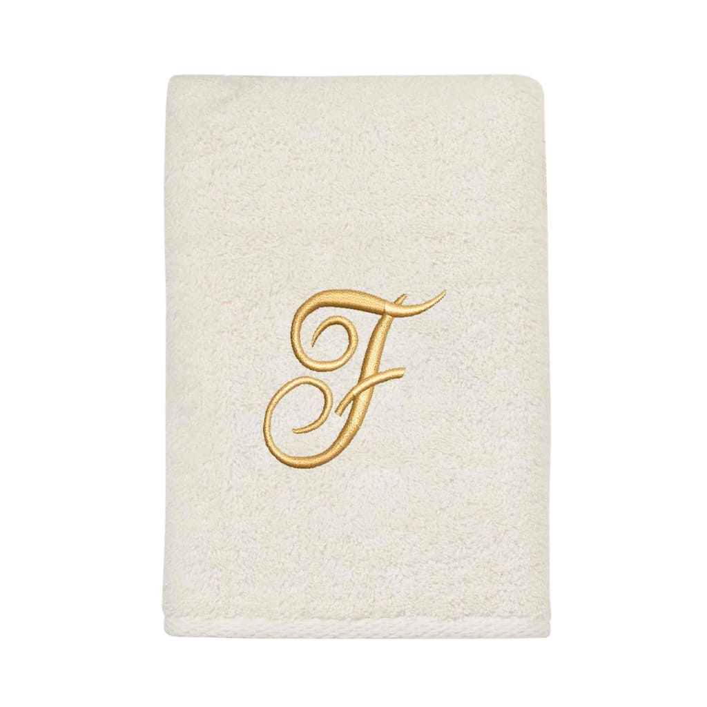 Avanti Linens Ivory/Gold Script Monogram Hand Towel Letter F - Hand Towel