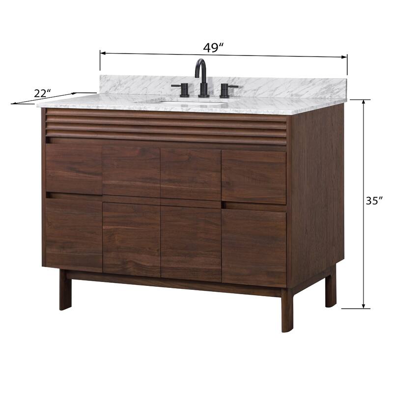 Avanity Carina Bathroom Vanity in Coffee Teak with Carrara White Marble Top