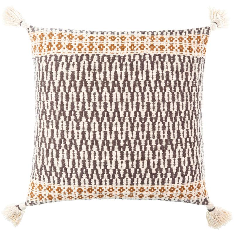 Marinae Transitional Geometric Throw Pillow with Tassels