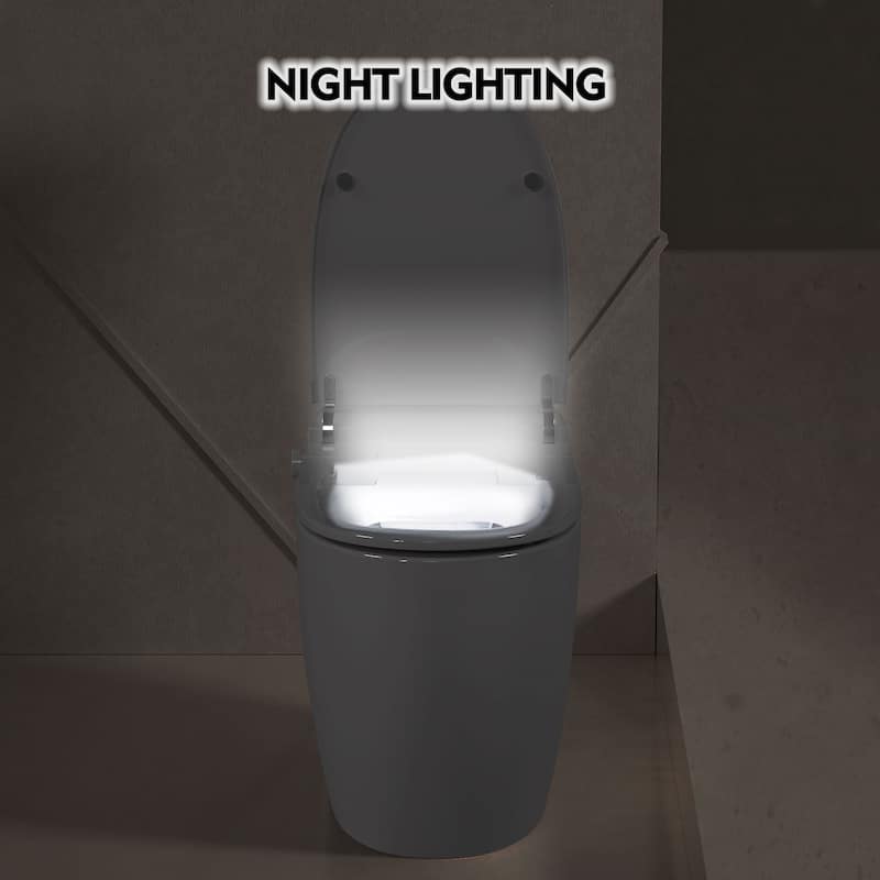 Heated Seat Smart Toilet,1 Piece Toilet,Automatic Flush Tank Less,no Bidet,Foot sensor Flush,Knob Control,Power Outage Flushing