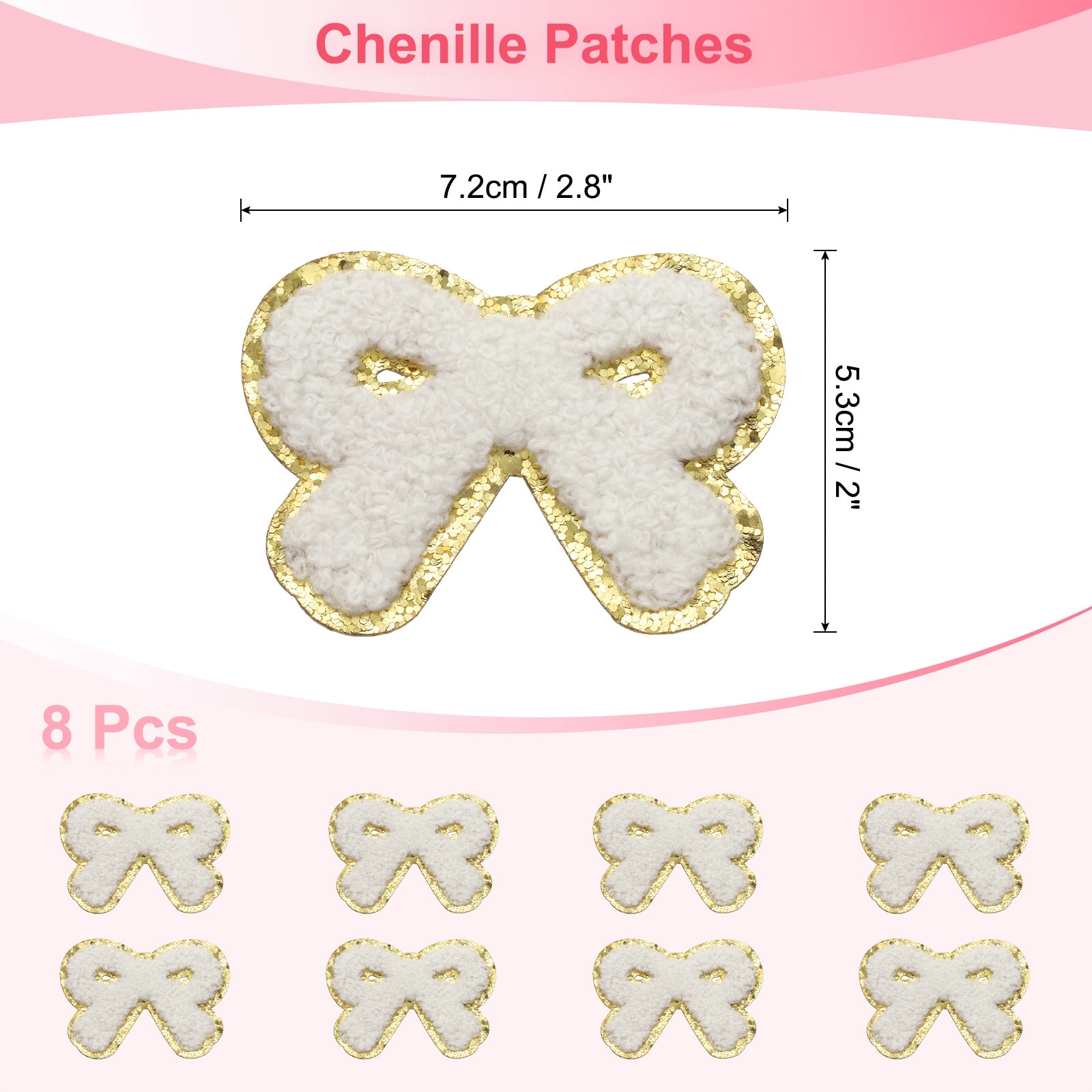 Bow Chenille Patches for Clothing DIY Crafts Hats Backpack