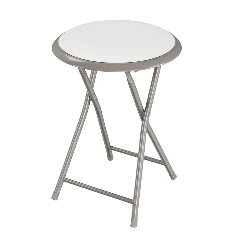 Lavish Home 18-Inch Folding Stool, White - Single