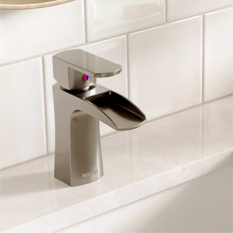 Karran Kassel Single Hole Single Handle Basin Bathroom Faucet with Matching Pop-up Drain