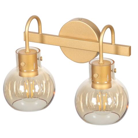 Modern 2-Light Bathroom Vanity Lights Globe Glass Wall Sconce with Clear Glass Shades