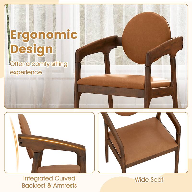 Gymax Wooden Dining Chair Set of 4 w/Rubber Wood Frame Padded Seat &