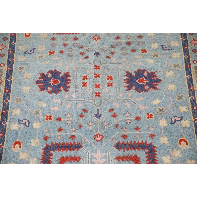 Light Blue Oushak Accent Rug Hand-Knotted Wool Carpet - 4'0"x 5'11"