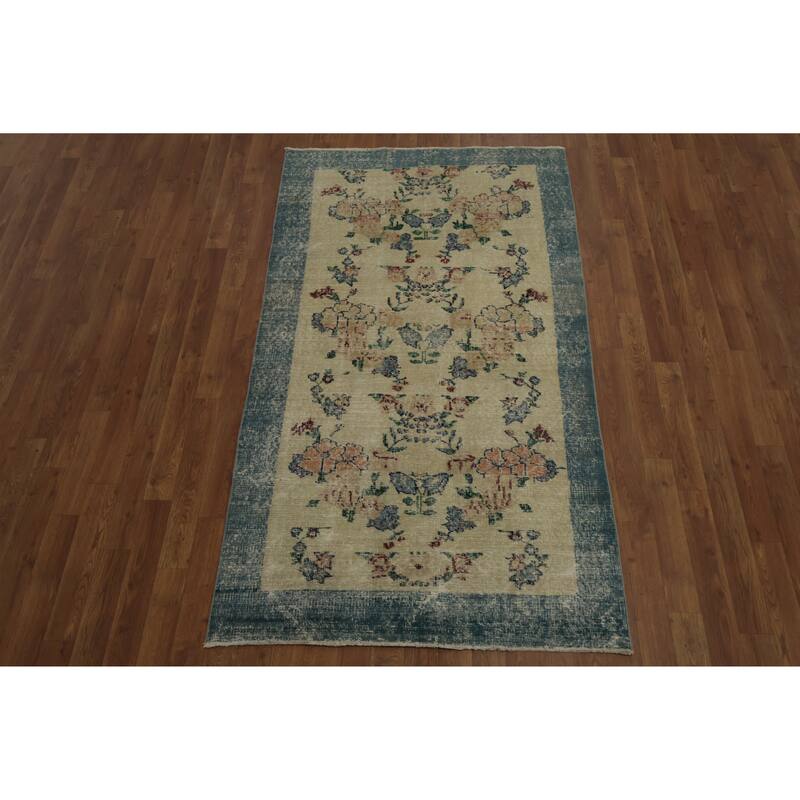 Hand Knotted Oriental 100% Wool Carpet Transitional Floral Beige & Ivories Anatolian Area Rug - 6' 4'' X 3' 6''