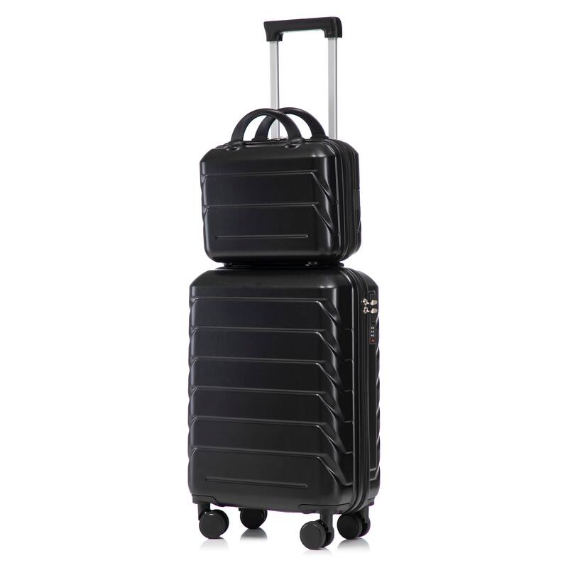 14In 20In 2 pcs in ABS Spinner Wheel Luggage, with Combination Lock,14" Cosmetic Case