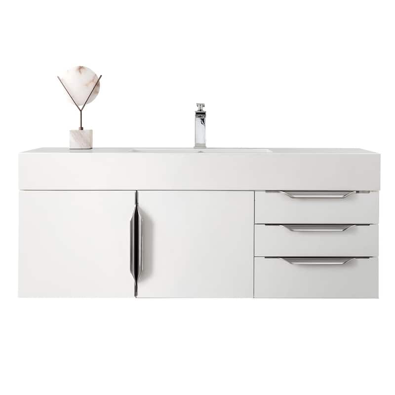 James Martin Vanities Mercer Island 48" Single Vanity, Glossy White with Brushed Nickel Hardware