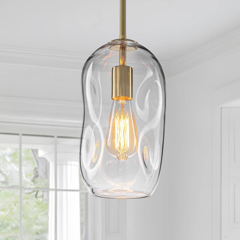 Starsky Modern Unique 1-light Abstract Clear Glass Pendant Light - Gold - Gold