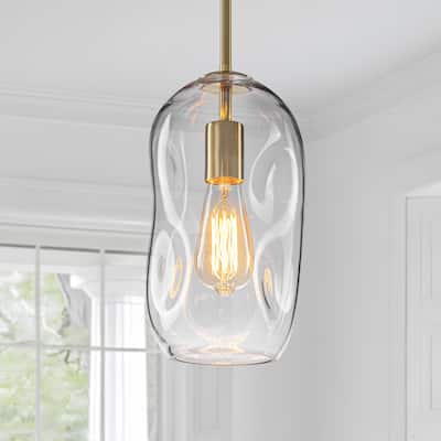 Starsky Modern Unique 1-light Abstract Clear Glass Pendant Light - Gold