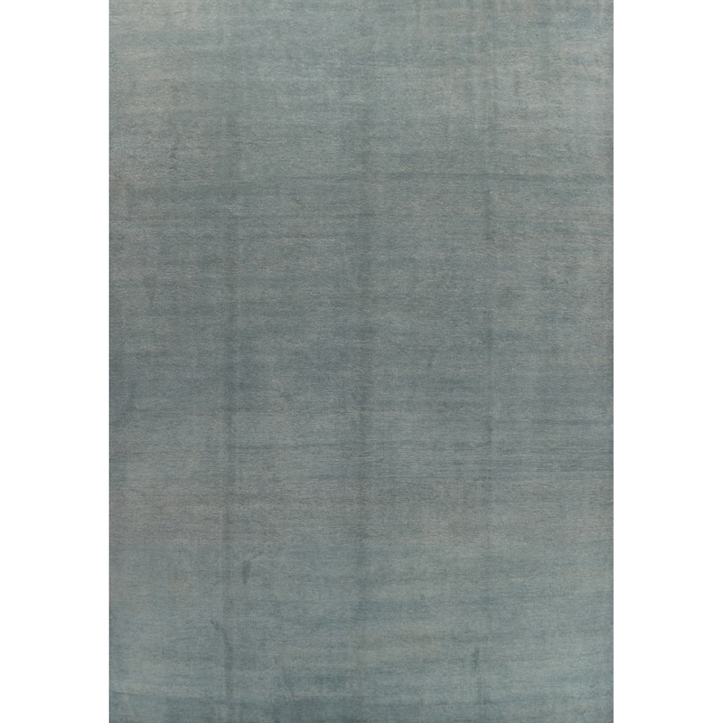 Hand Knotted Oriental 100% Wool Carpet Modern Solid Navy Blue & Blues Gabbeh Area Rug - 13' 0'' X 9' 10''