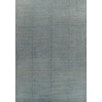 Hand Knotted Oriental 100% Wool Carpet Modern Solid Navy Blue & Blues Gabbeh Area Rug - 13' 0'' X 9' 10''