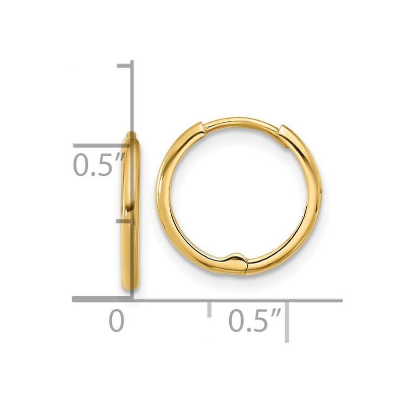 Curata 14k Yellow Gold Polished Hinged Hoop Earrings - 13.3x14mm