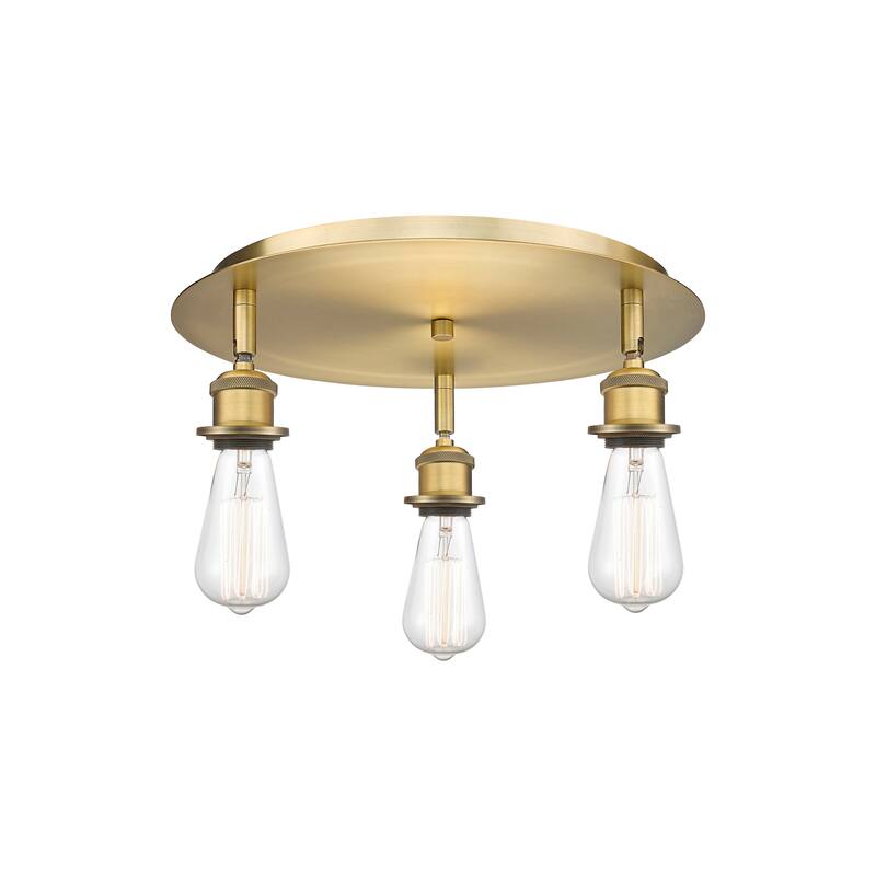 Innovations Lighting Ballston - 3 Light 12" Flush Mount - Brushed Brass