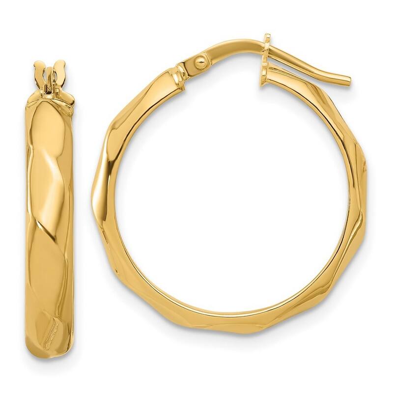Curata 14k Yellow Gold Polished Twisted Round Hoop Earrings - 25.43x23.33mm 4mm