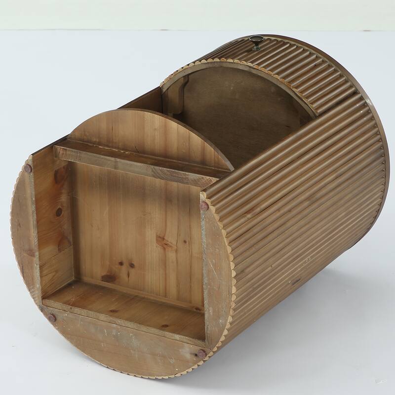 2-Tier Round End Table with Drawer, No Assembly Required, Wooden Beside Table, Circle Nightstand for Bedroom, Living Room