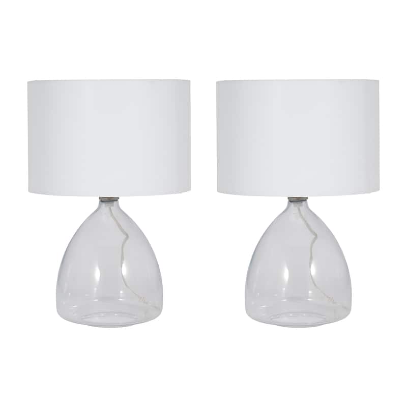 Sagebrook Home Modern Neutral 18"H Glass Solid Color Geometric Table Lamp, Set Of 2 - 12" x 12" x 18"